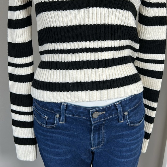 Anthropologie Maeve Striped Sweater Shrug SET Black White Tank Long Sleeve S NEW - Picture 7 of 12